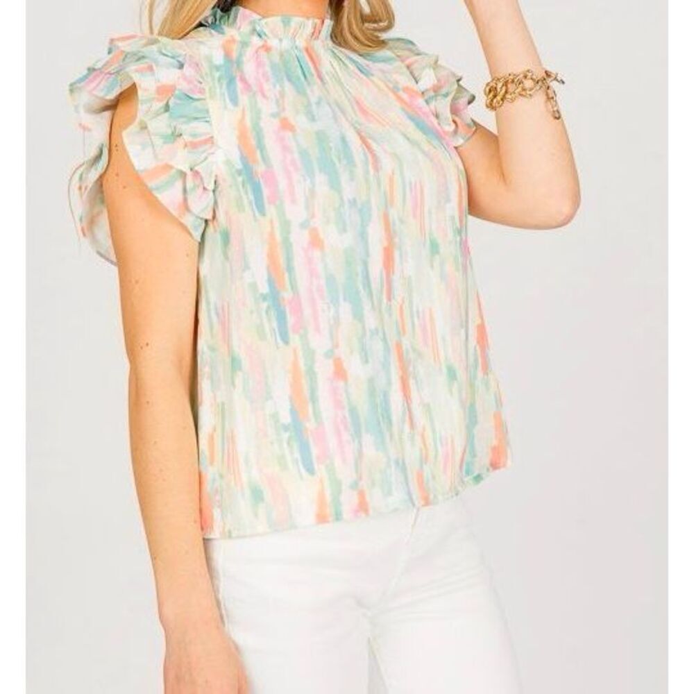 Pinch Women’s Pastel Ruffle Blouse Sz Medium NEW